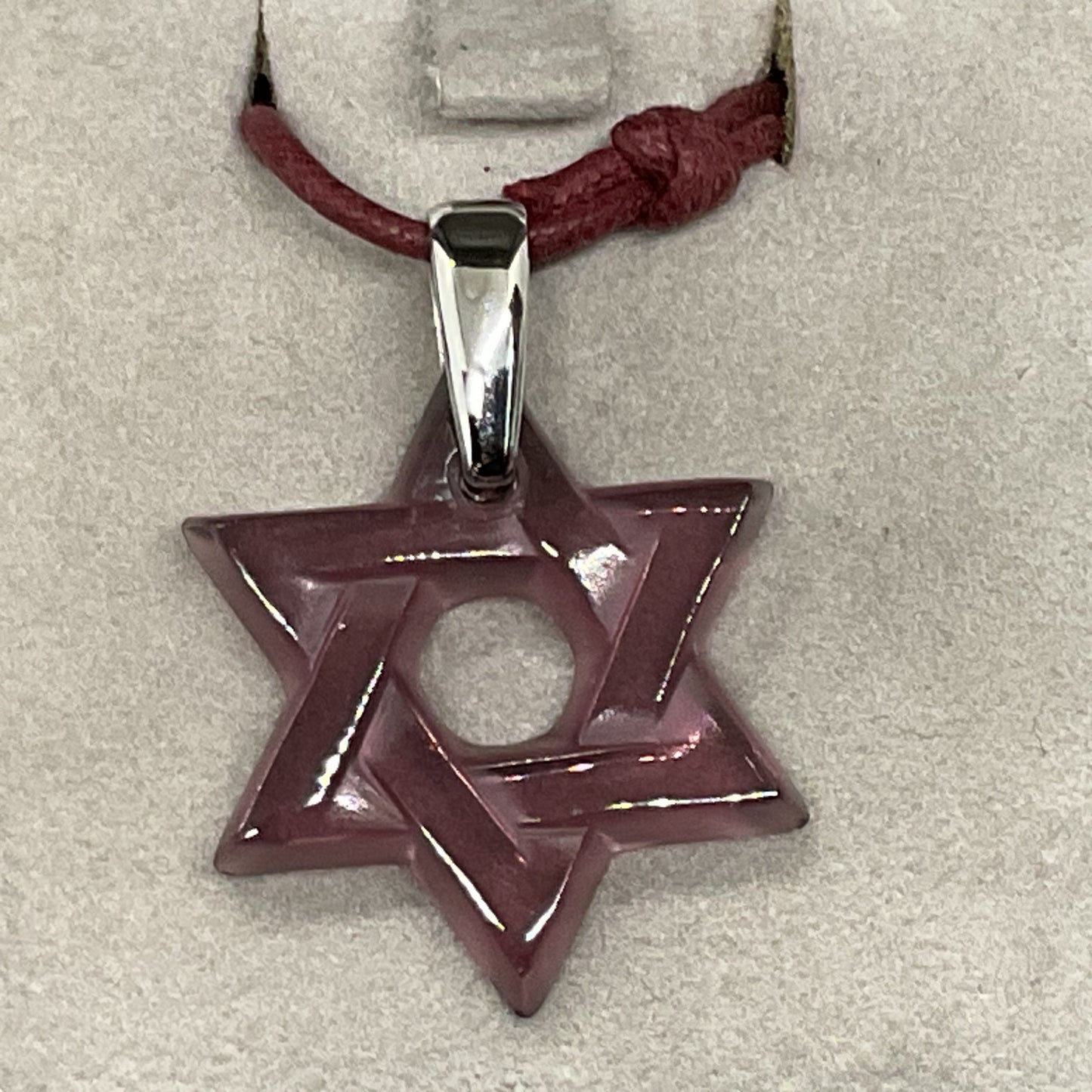 LALIQUE Sterling Silver Purple Stat of David Pendant Rope Necklace