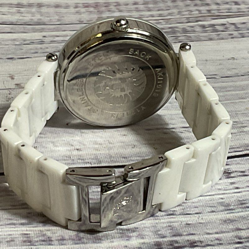 ANNE KLEIN AK/1019 Y121E/3 Women's White Linked Rhinestone Watch- 6.75"