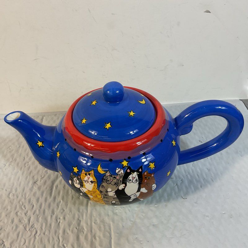 CATZILLA by CANDICE REITER Hand Painted Cats Teapot- 7.25"