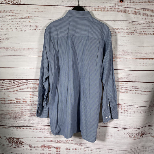 Armani Collezioni Blue White Stripe Button Up Long Sleeve Dress Shirt 16.5 42 R