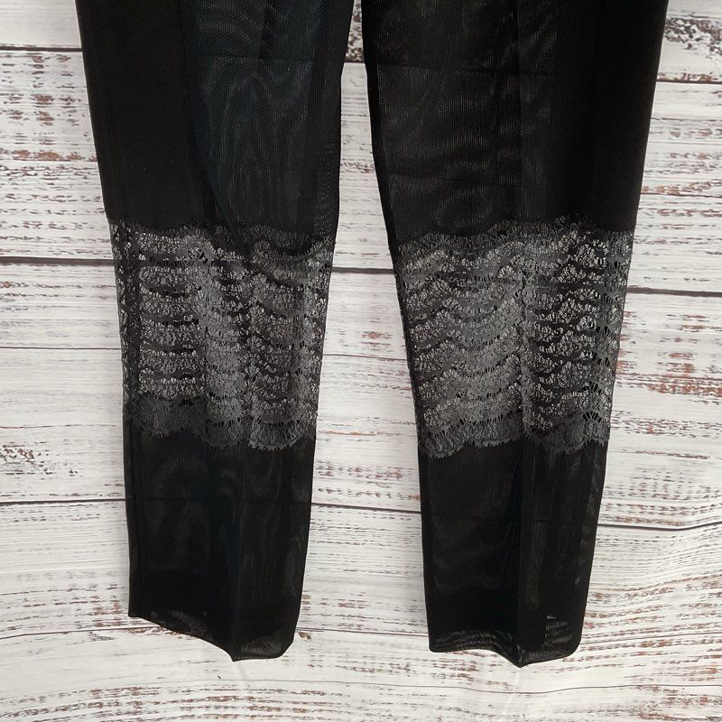 Sandro Paris Black Shear Mesh Lace Knee Pants - Size 34