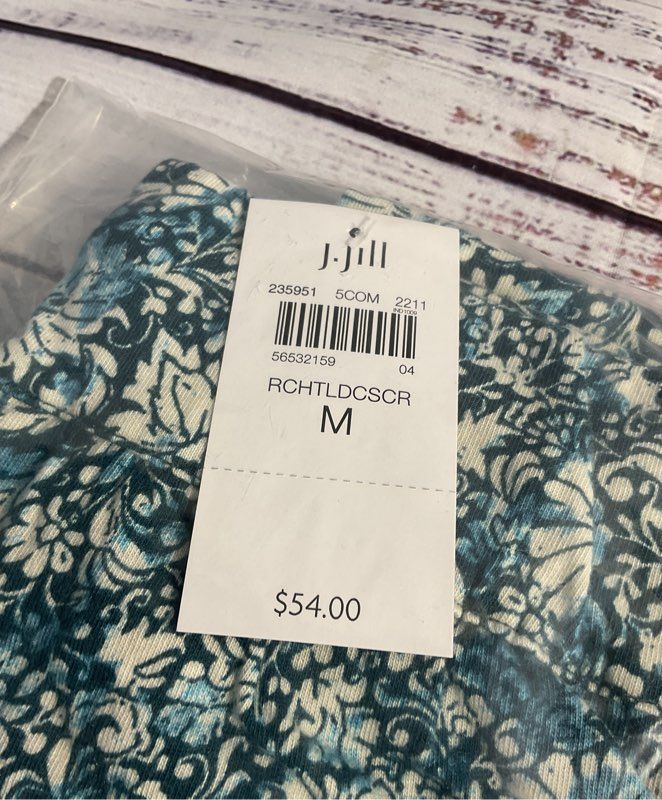 NWT Women's J Jill Sleep Floral Crew Neck Top Blouse Size M