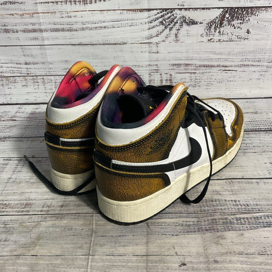 Nike Air Jordan 1 Mid SE Taxi Black/Yellow Sneakers Kids Shoes Size 5Y