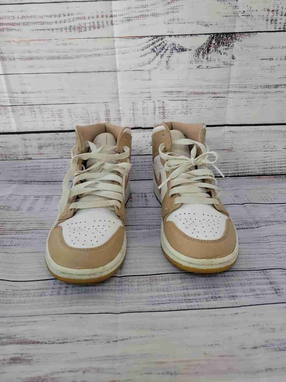 Women's Nike Air Jordan Tan & White High-top Sneaker Size 7.5