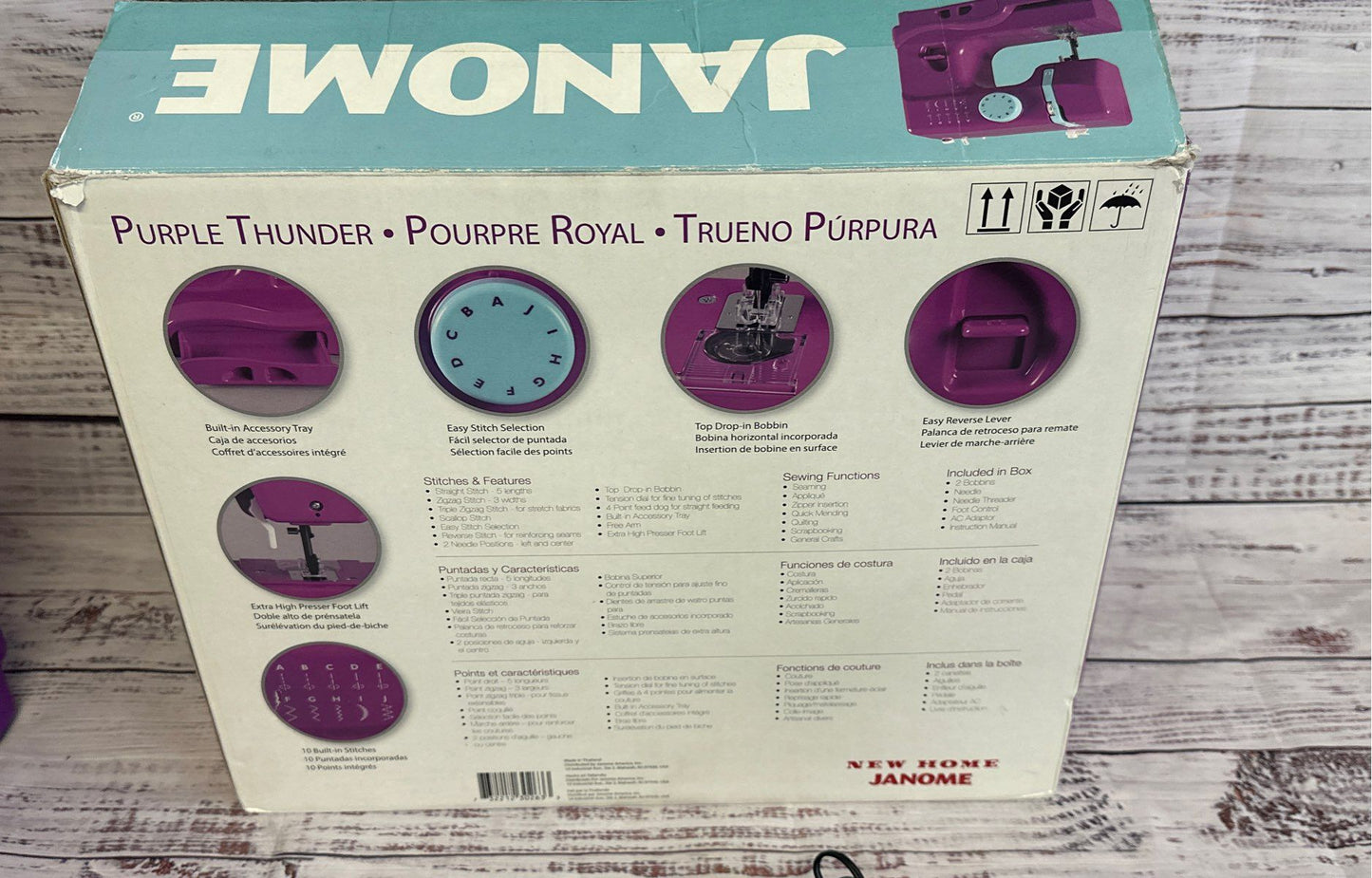 Janome Purple Thunder Sewing Machine Open Box