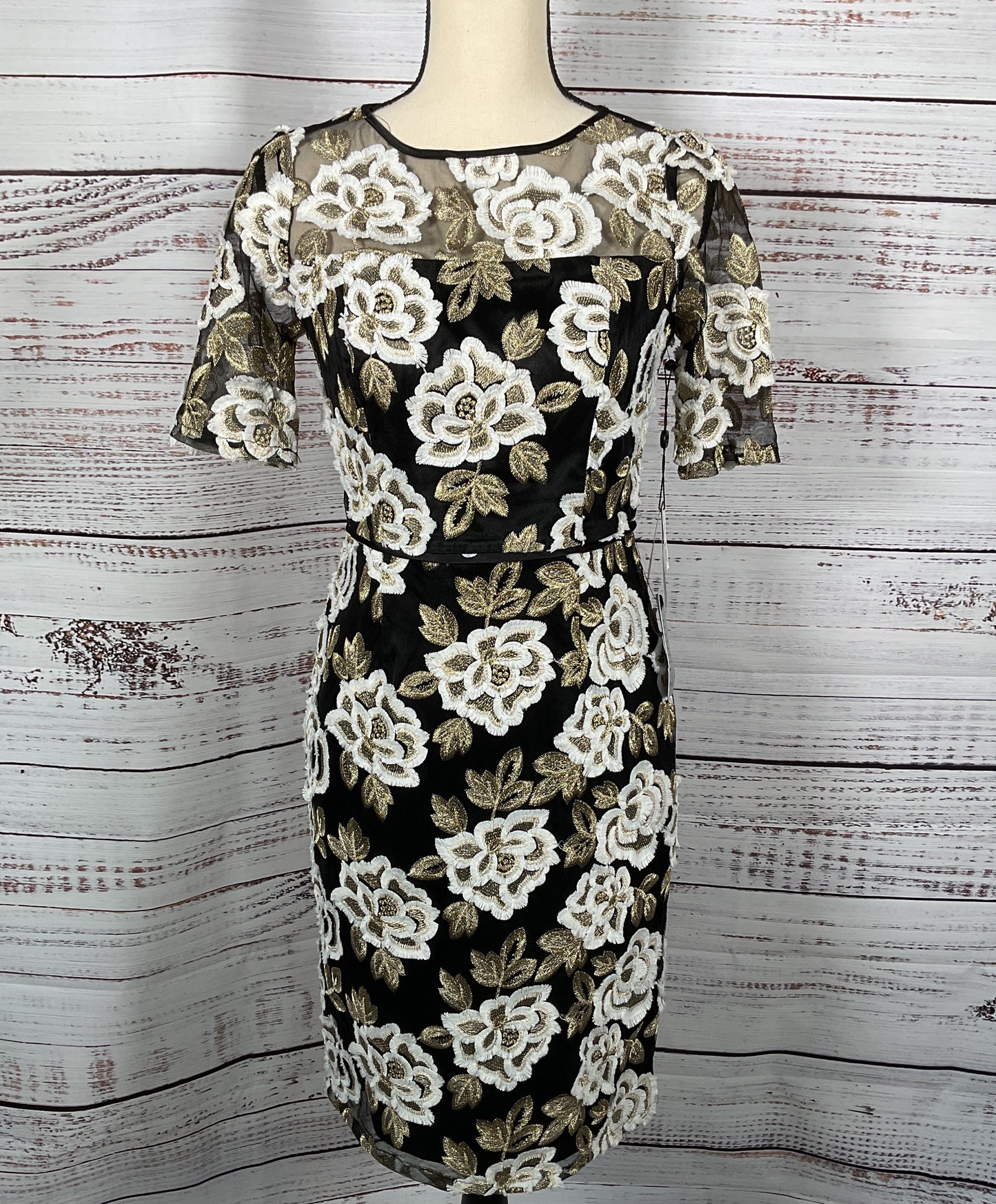 Adrianna Papell Floral Embroidered Peplum Dress Multicolor 2