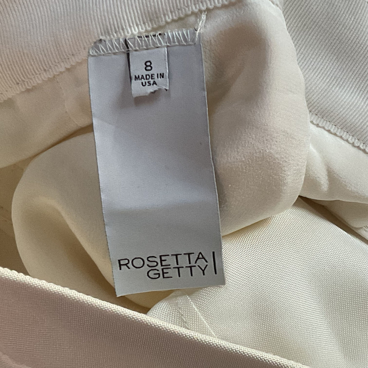 ROSETTA GETTY Elegant White Silk Blend Wide-Leg Pants with Open Side Slits- SZ 8
