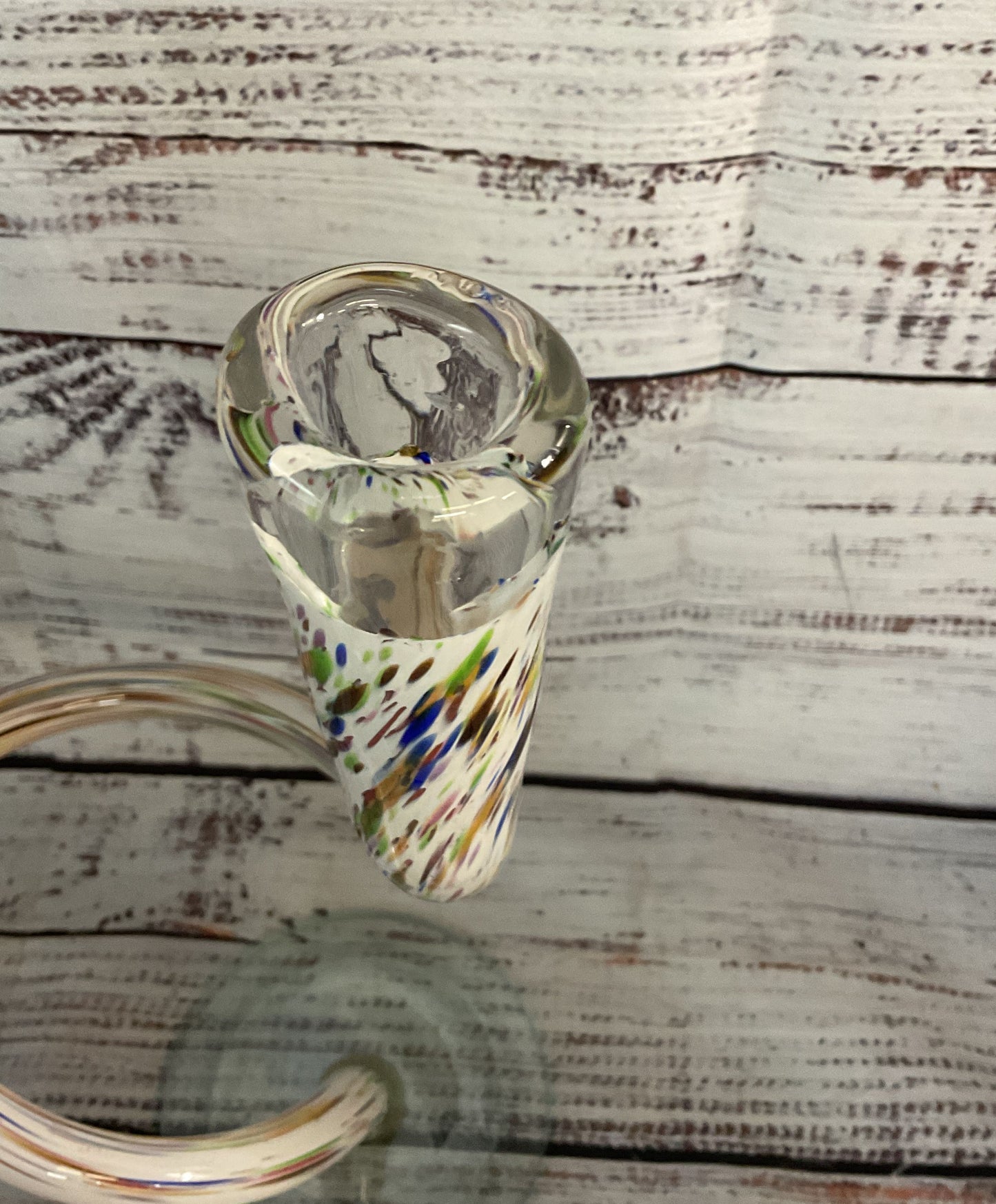 Michael Hudson Confetti Hand Blown Twisted Set of 2 Candlesticks Multicolor