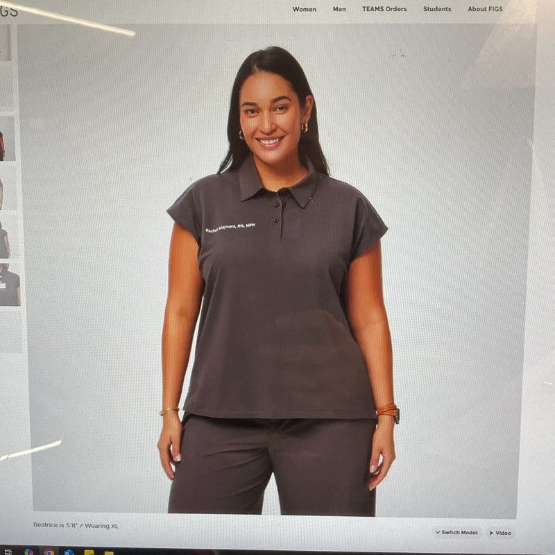 NWT Figs Pro Classic Technical Ella Pique Scrub Polo in Willow - Size M