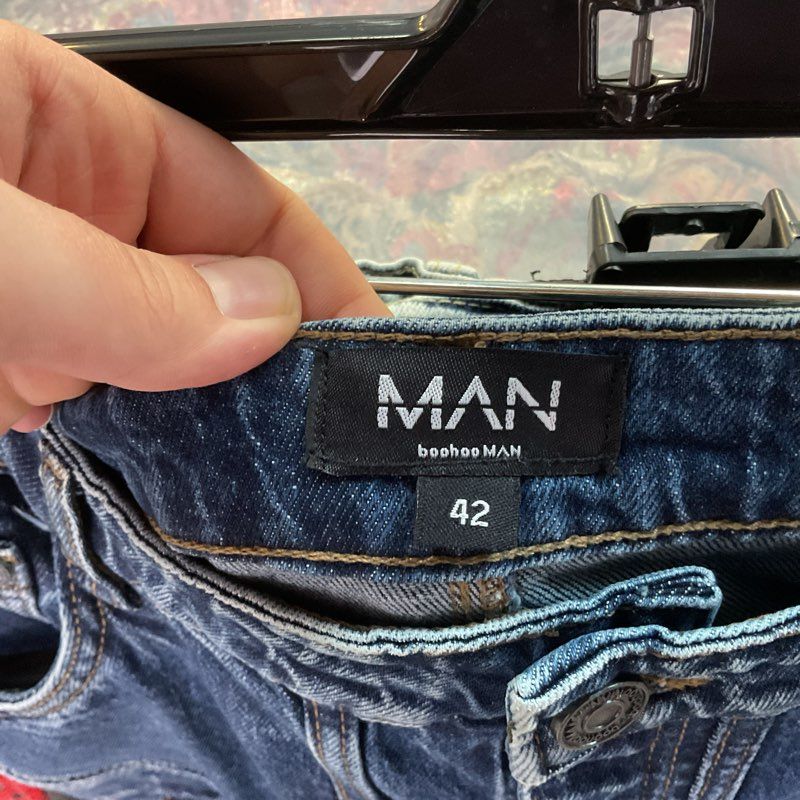 Boohoo Man Wide Leg Trim Detail Utility Cargo Festival Ravewear Jeans - Size 42