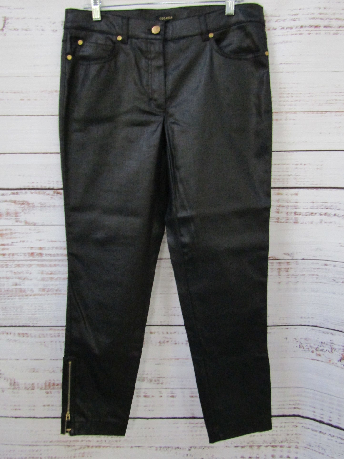 Escada Women's Black Coated Cotton Blend Jeans Size 40