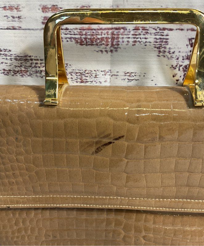 Morris Moskowitz Genuine Leather Brown Gold Tone Chain Strap Shoulder Bag