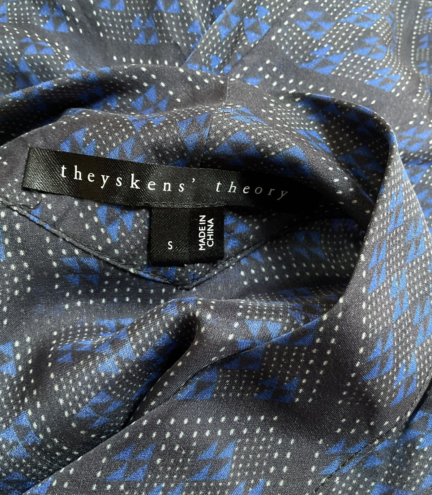 Theory Theyskens Sheer Long Sleeve Shirt Blue S