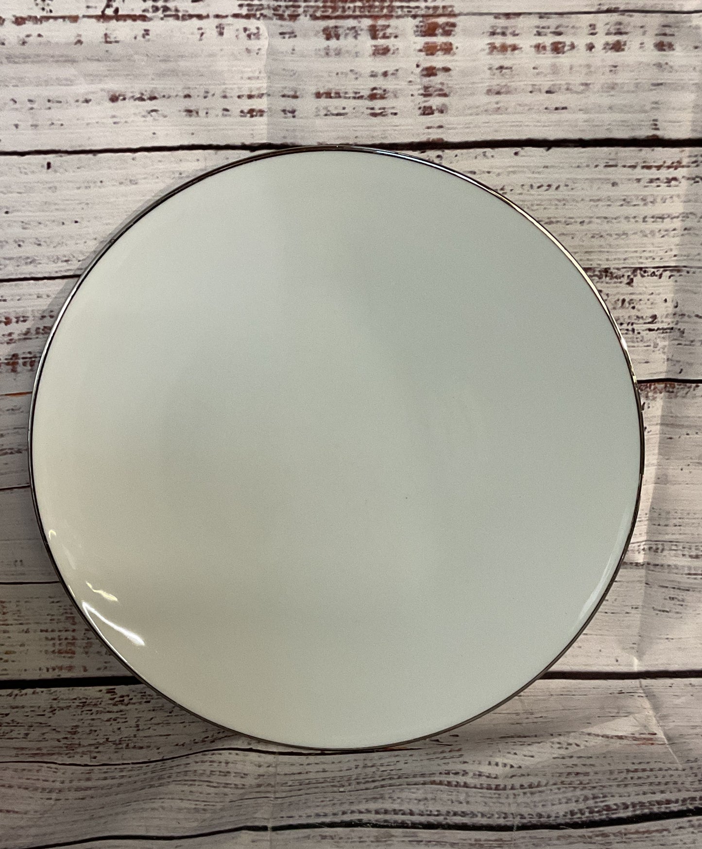 Noritake Porcelain Platinum Trim Set of 8 Dinner Plates White