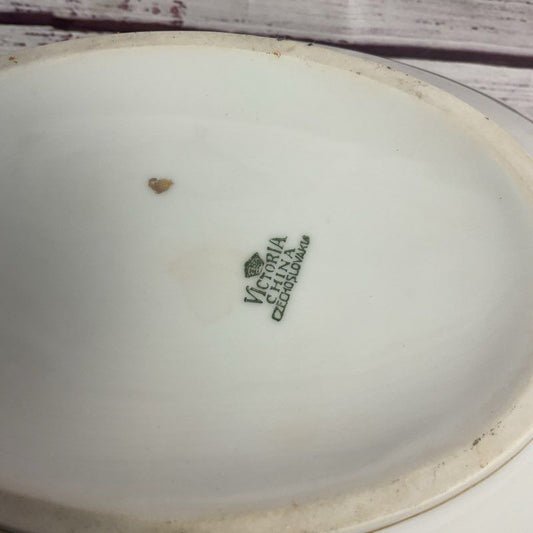 Victoria China VIT9 12" White Floral Lidded Soup Tureen