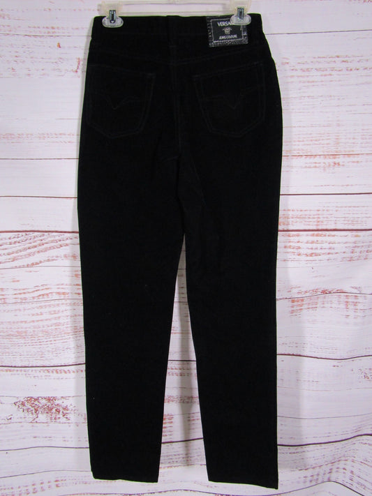 Versace Jeans Couture Women's Black Velvet Pants Size 28