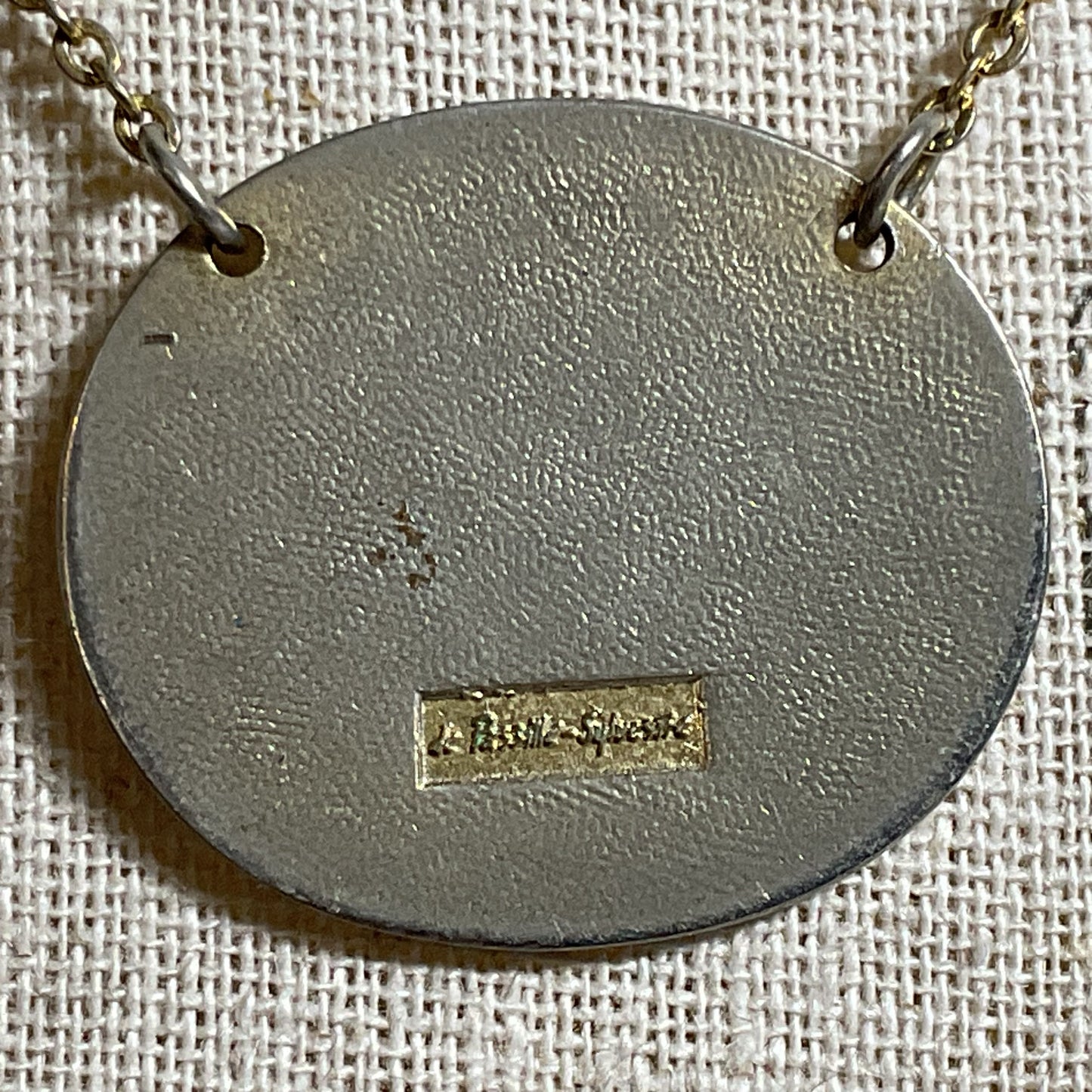 VTG. DE PASILLE-SYLVESTRE Two Tone Butterfly Pendant 14" Necklace