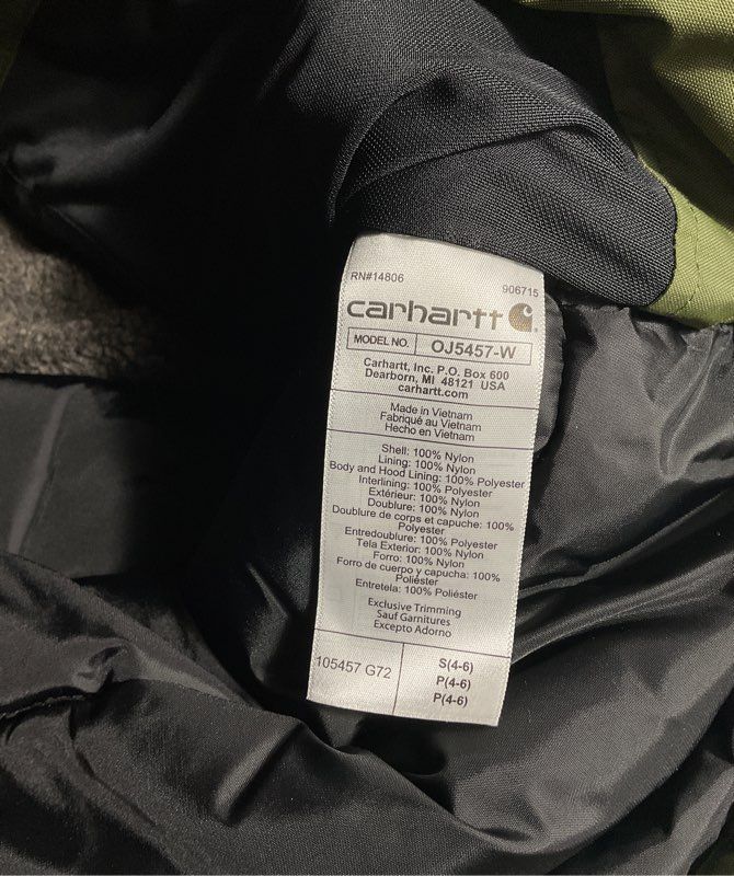 Carhartt Women's Rain Defender Insulated Zip Up Jacket Size S (4-6) Green