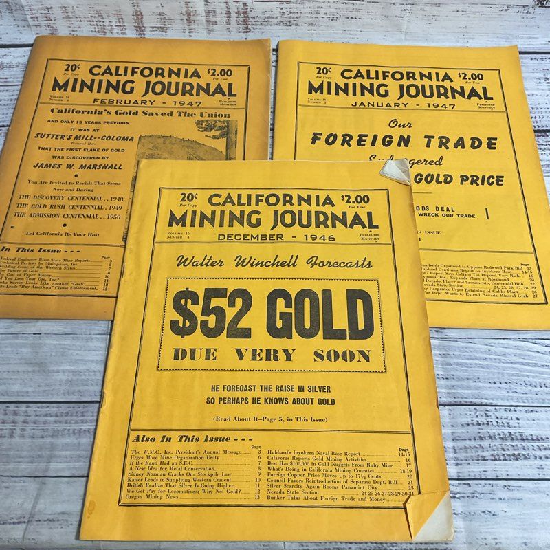 Lot Of 9 Vintage California Mining Journal Magazines 1946-1947 (Incomplete)