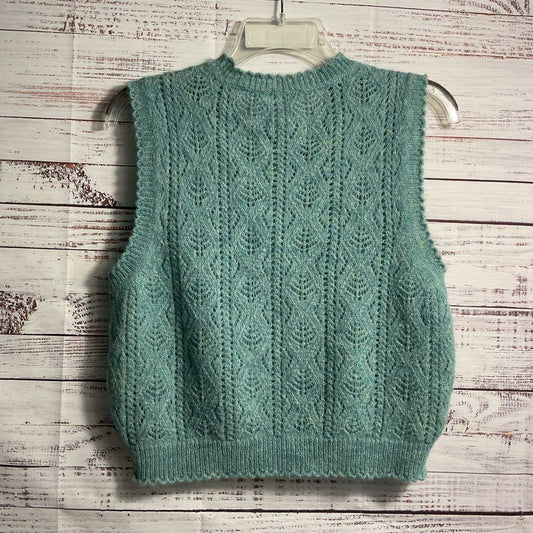 Doen Adriana Blue Minthe Alpaca Blend Pointelle Knit Sweater Vest Top - Size M