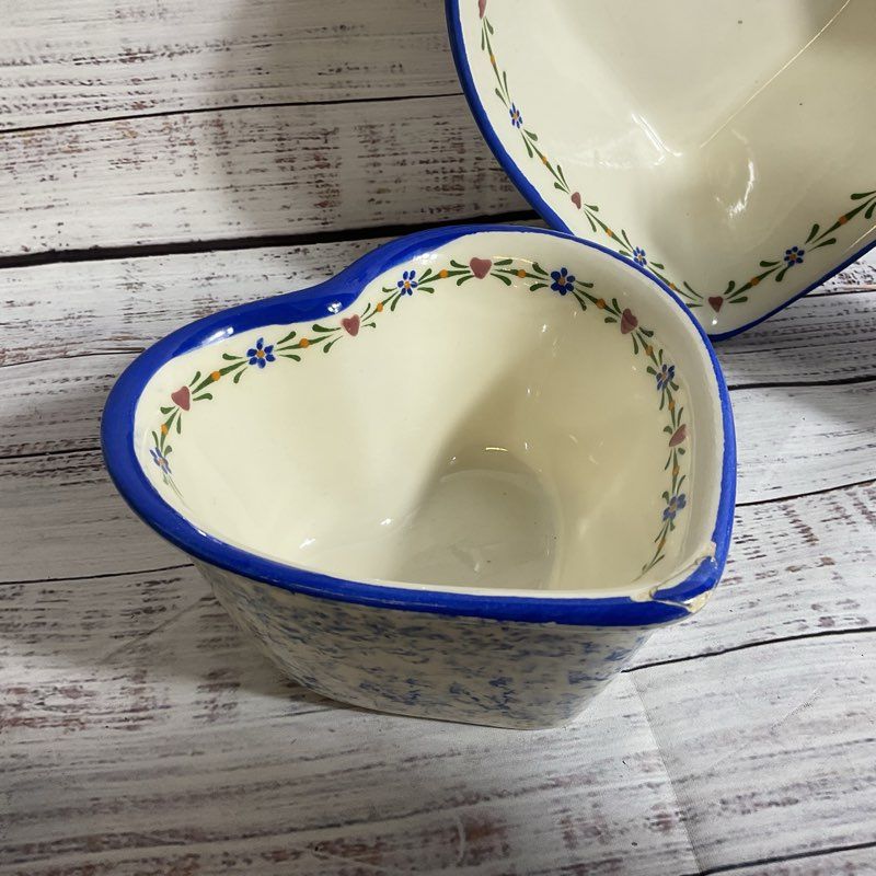 VTG JO-CHER Collectables 2 Heart Serving Bowls & Small Pitcher 7.5", 5.5", 6.25"