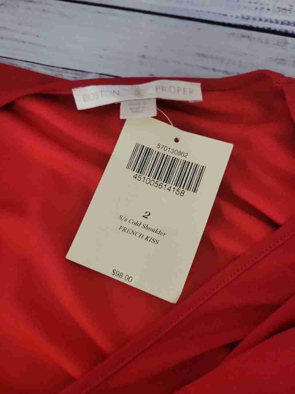 NWT Women's Boston Proper Red Cold Shoulder Dress Size 2