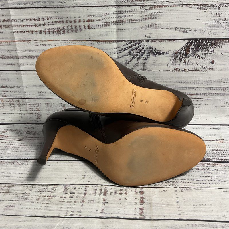 Coach Biancca Brown Leather Heel Booties Women's Size 8 Boots