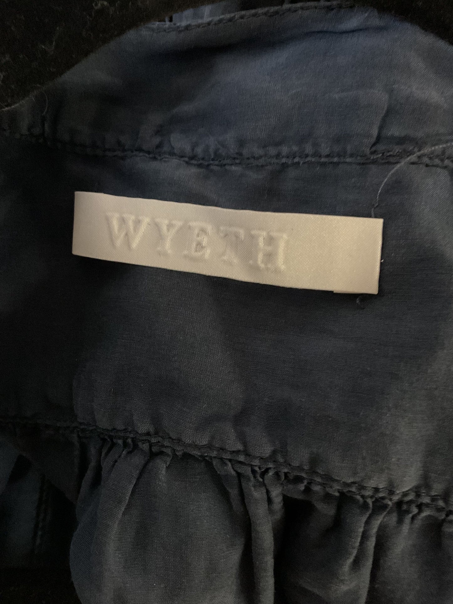 Wyeth Morro Navy Blue Belted Button Front Sample Dress - Size S