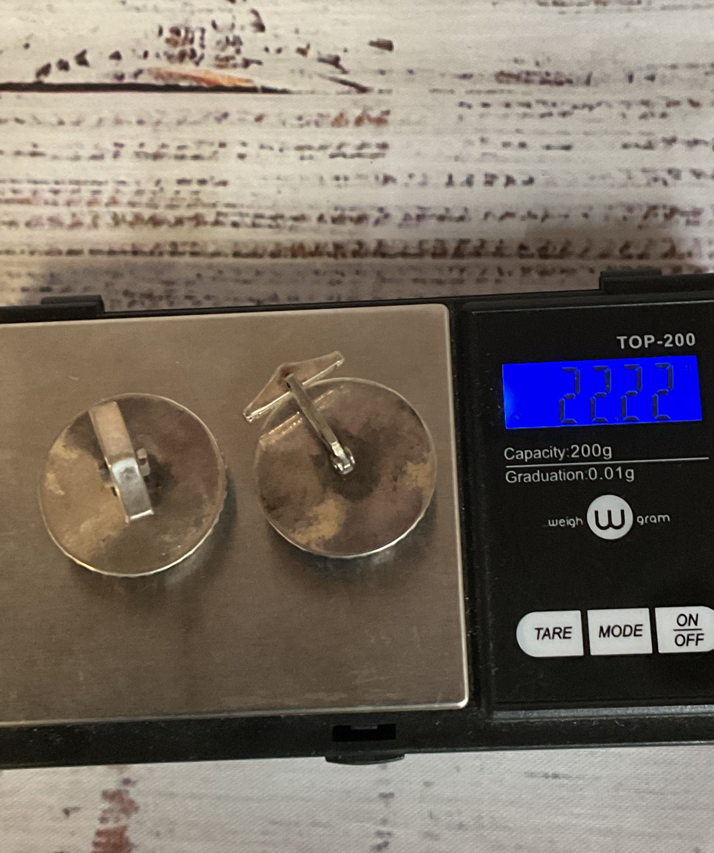 Sterling Silver Vintage Cufflinks with Blue Glass