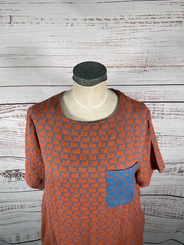 Ace & Jig Women's Shirt Dress Geometric Orange & Blue - Size XL