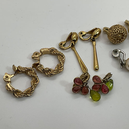 6 Pairs of MONET 1 Silver Tone and 5 Gold Tone Earrings