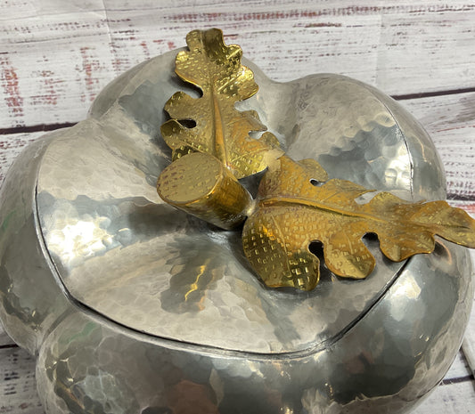 Peltro Vintage Midcentury Modern Pumpkin Ice Bucket Pewter