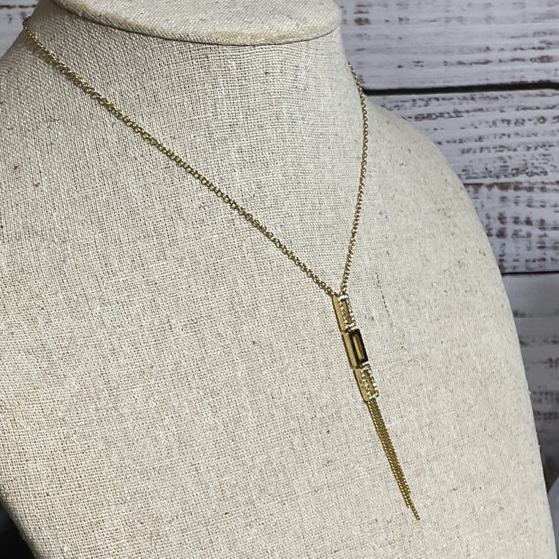 SWAROVSKI Gold Tone & Crystals Rectangle Linked Y-Necklace- 17"