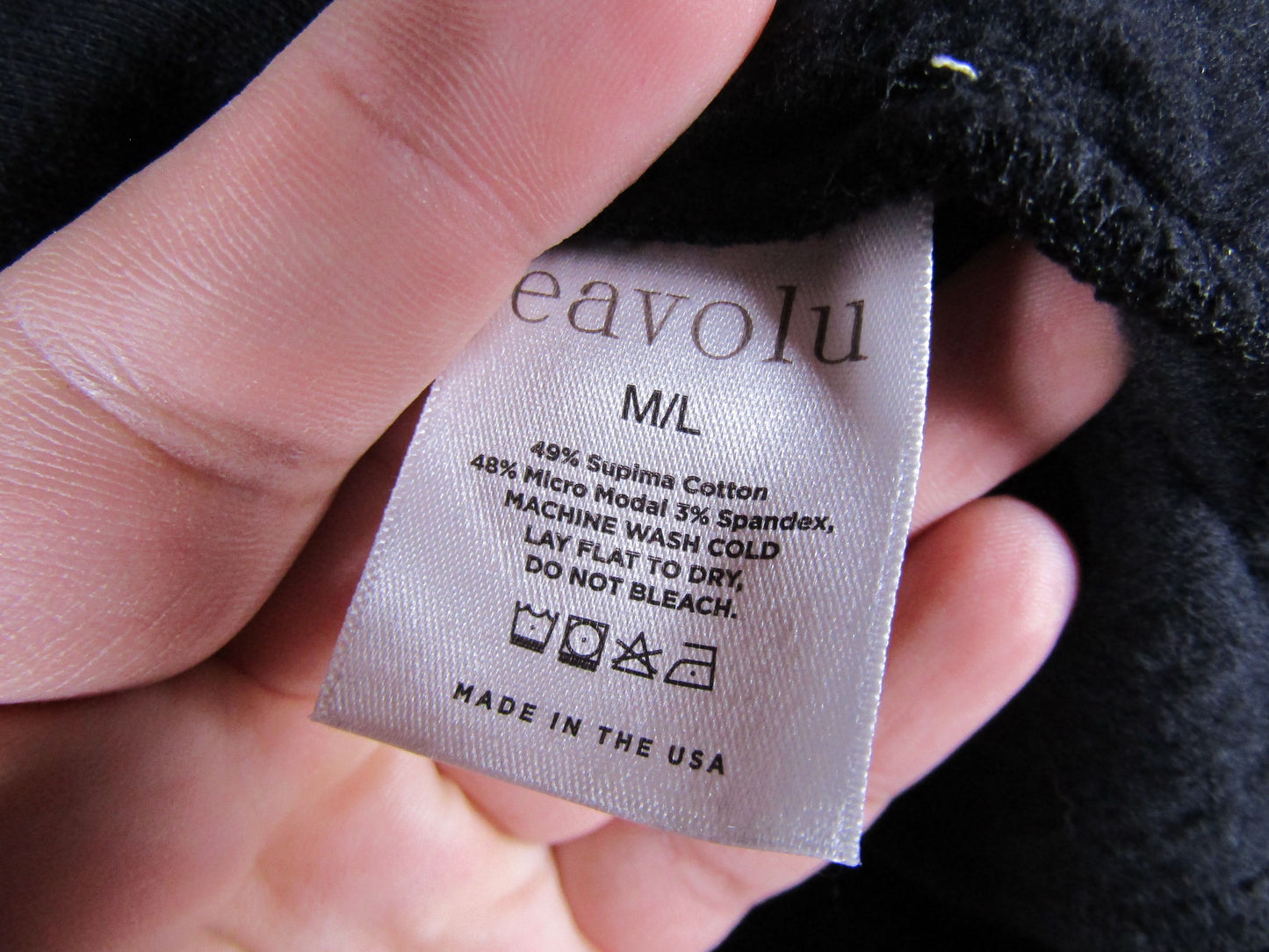 Eavolu Women's Black Cotton Blend Long Sleeve Mini Dress Size M / L