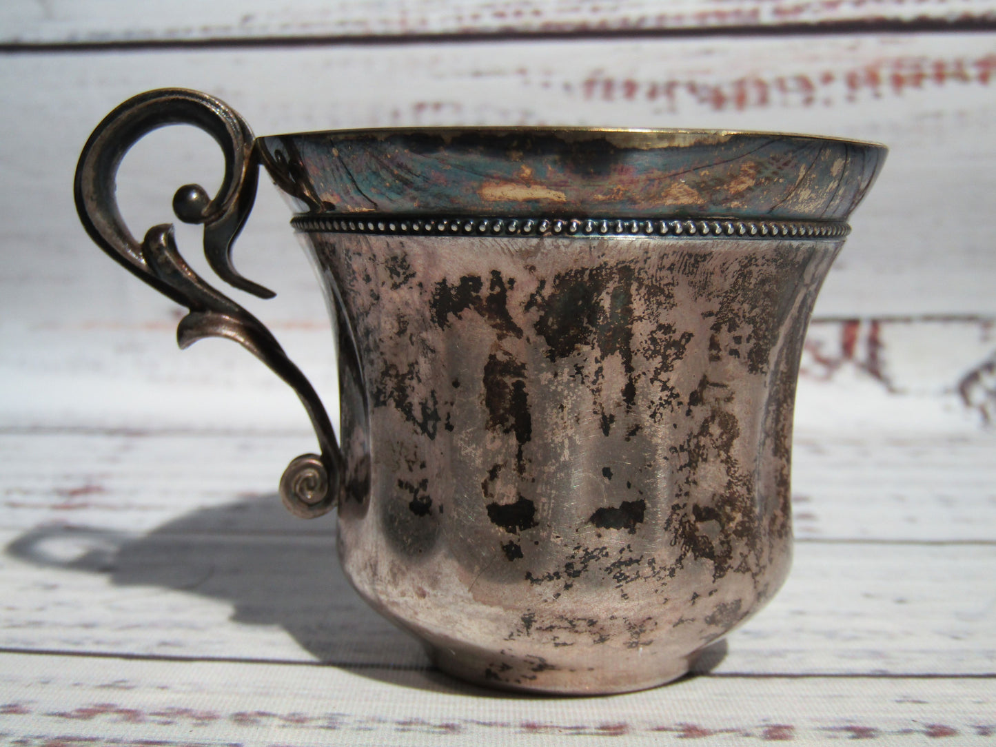Vintage Eastern European Ornate Sterling Silver Demitasse Espresso Cup