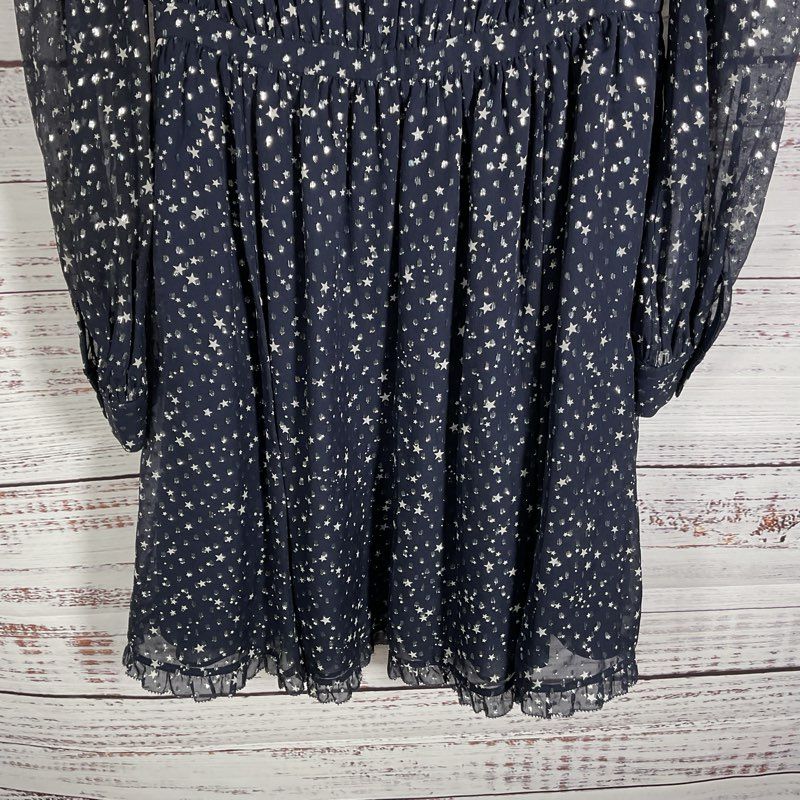 NWT Kate Spade Navy Blue Night Sky Lurex Dot Mini Dress - Size 2 MSRP $180