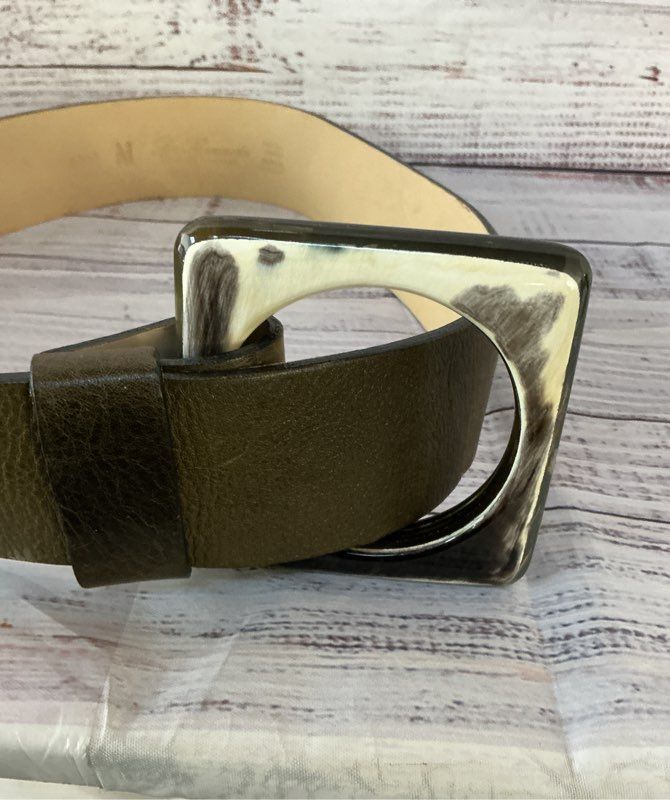 Women's De Renaudin Olive Green Leather Belt Size M