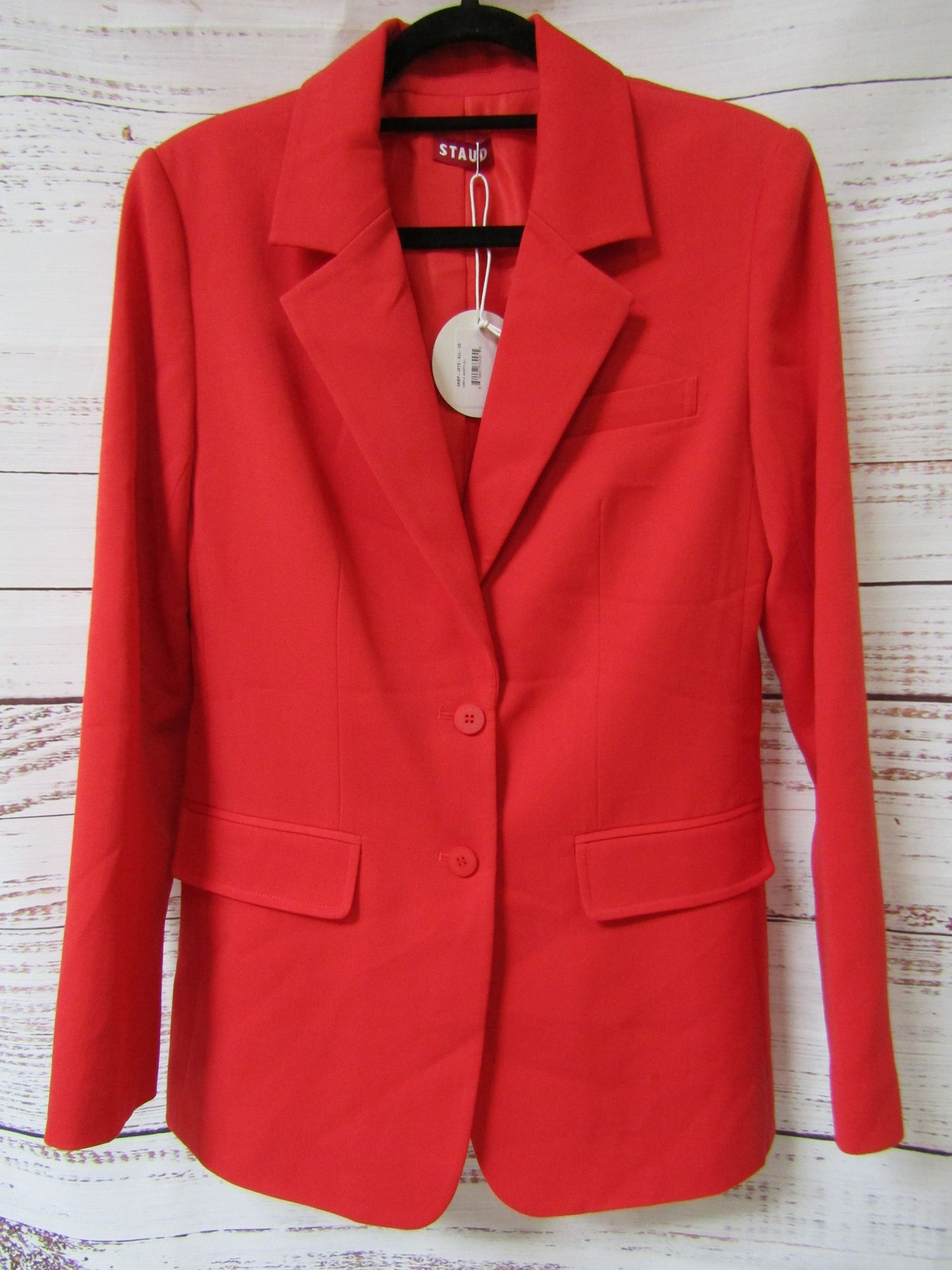 Staud Women's Red Polyester Blend Blazer Jacket Size 4