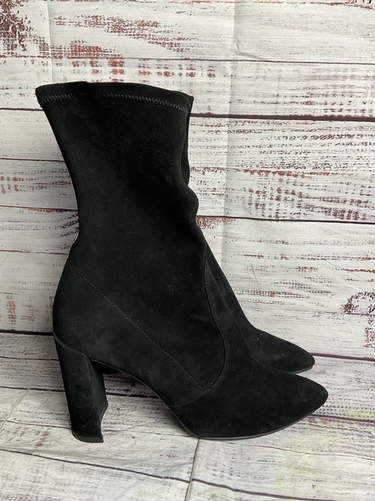 Stuart Weitzman Clinger Suede Stretch Heel Boots Black 7.5