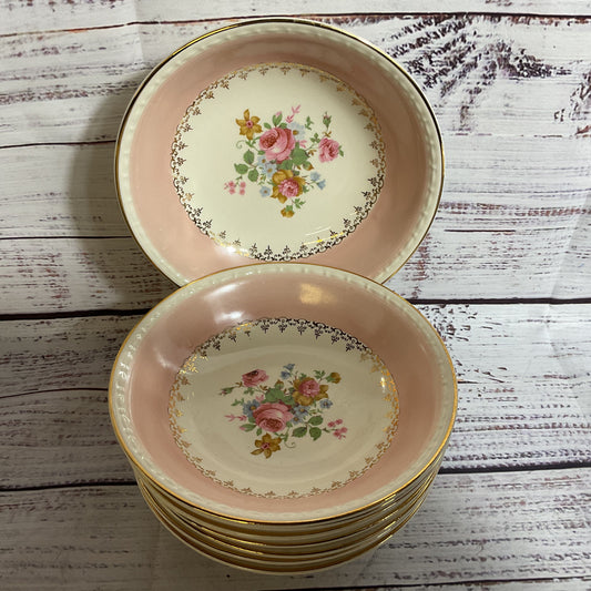HOMER LAUGHLIN Eggshell Marilyn Pink Georgian 5" Fruit Bowls- Set of 8