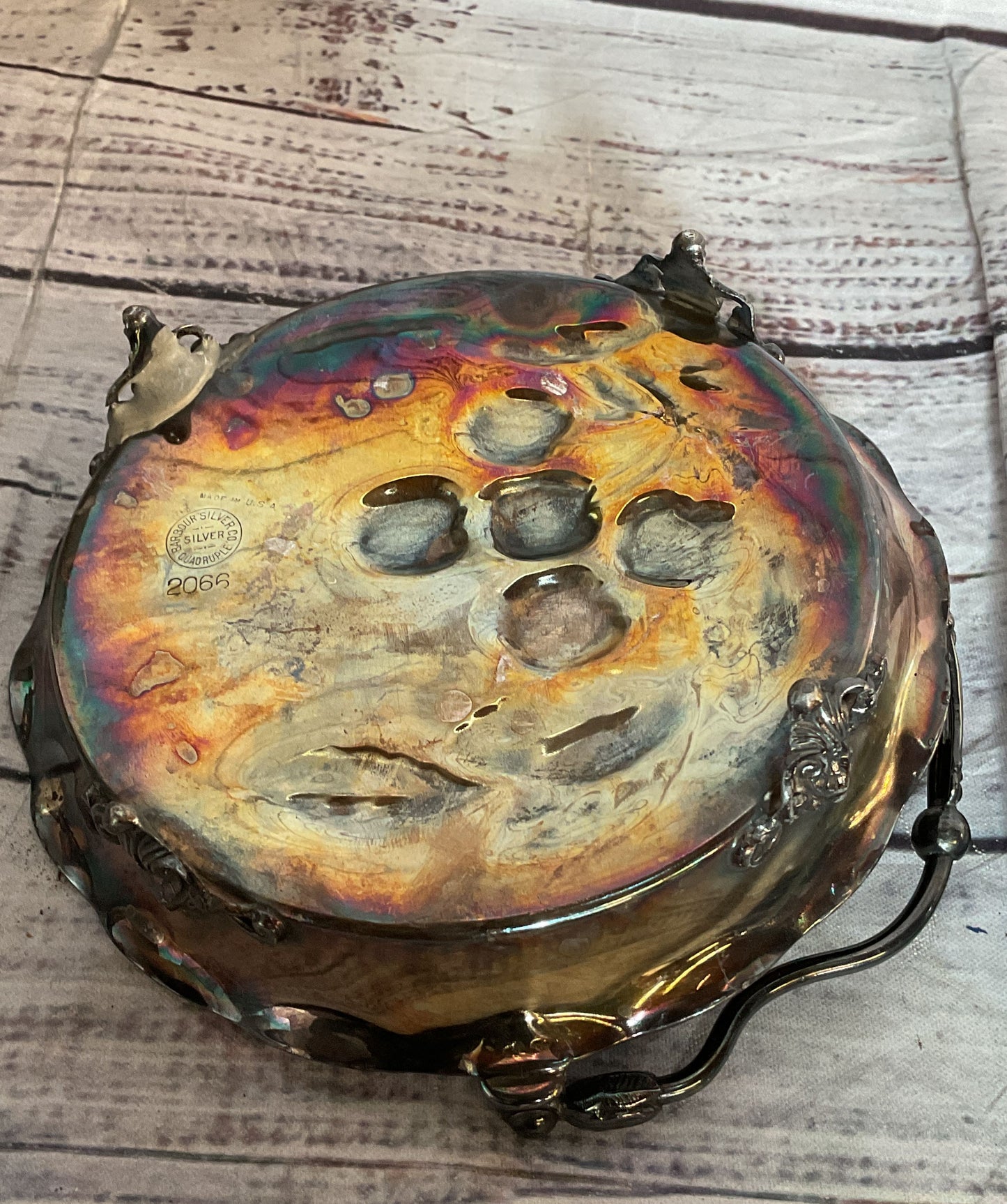 Barbour Silver Co Vintage Handled Candy Dish Quadruple Silverplate