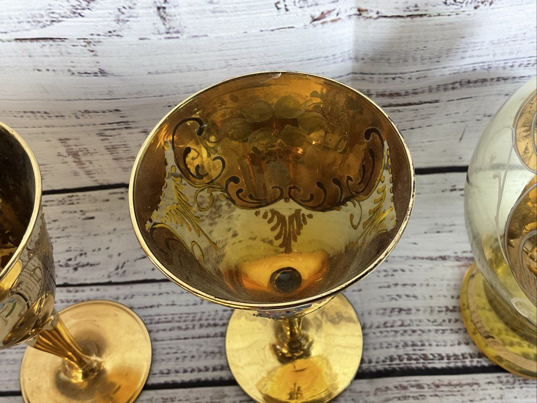 VTG. SET 6 Murano Cordial Wine Glasses & Decanter