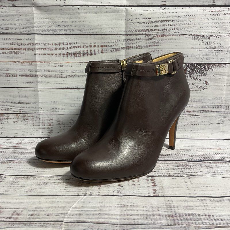 Coach Biancca Brown Leather Heel Booties Women's Size 8 Boots