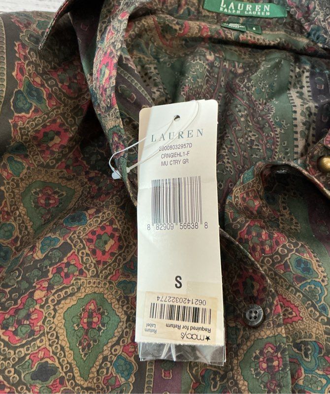 NWT Women's Lauren Ralph Lauren Paisley Print Blouse Size S