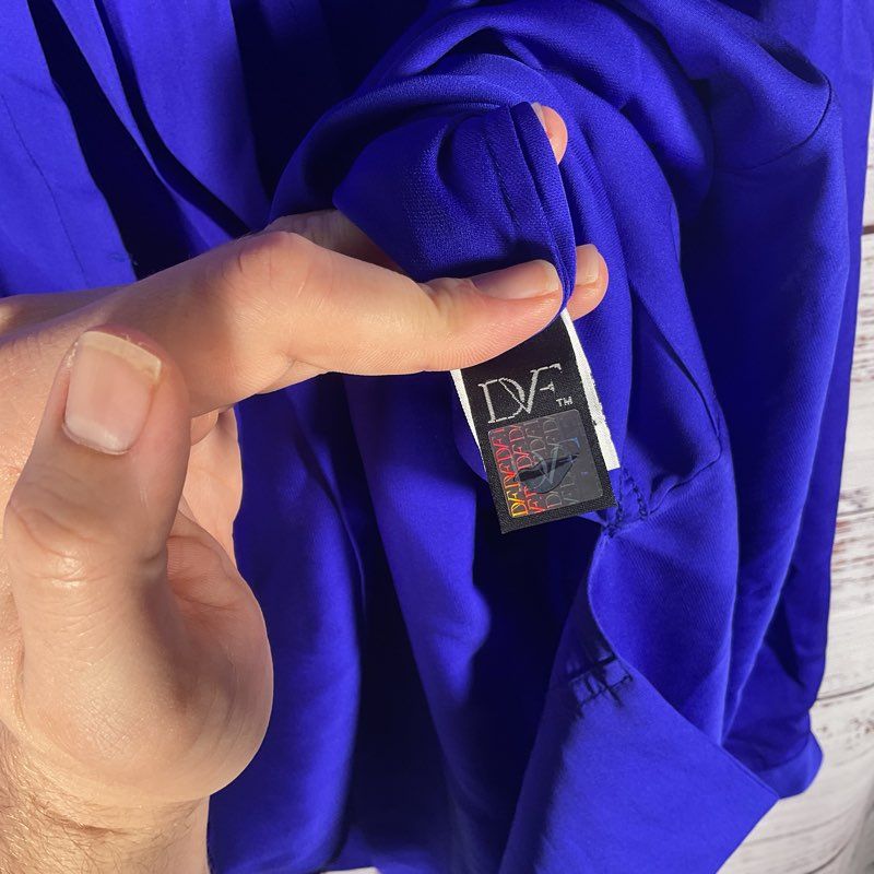 Diane Von Furstenberg Francesca Long Sleeve Mini Dress in Royal Blue - Size 12