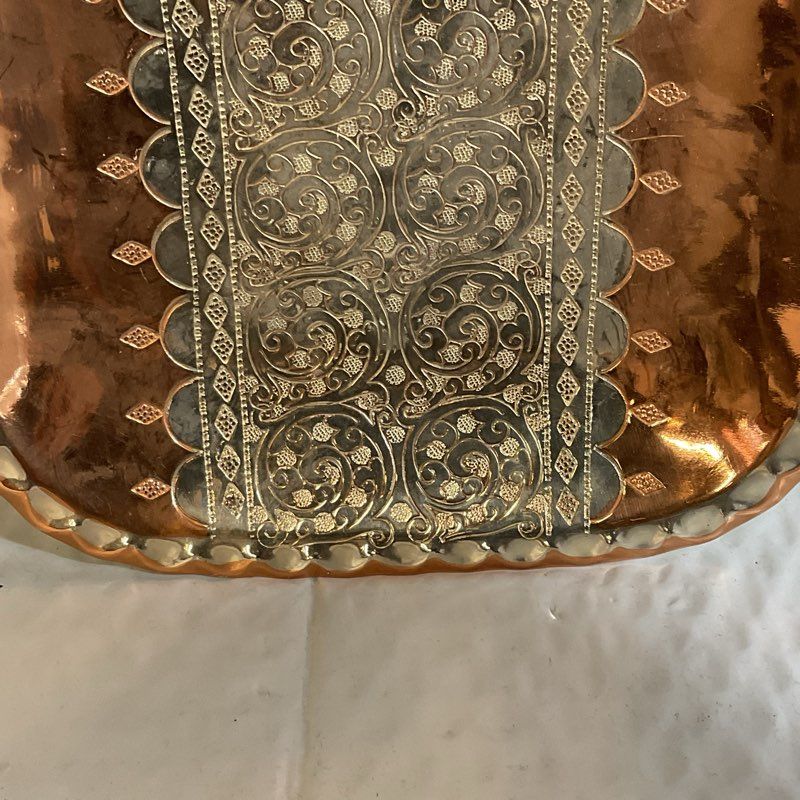 VTG. DAVID MIRO Copper & SilverPlate Decorative Hanging Plate- 7.5"