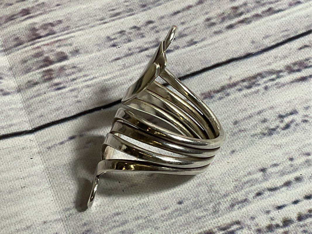 VTG. Mid Century Modernist Sterling Silver Swirl Statement SZ 7.25 Ring- 10.84g