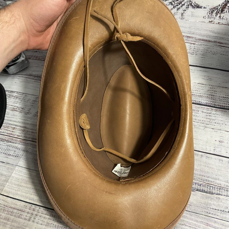 VTG. Skully's Henschel Brown Suede Snap Slouch Western Cowboy Safari Hat Size S