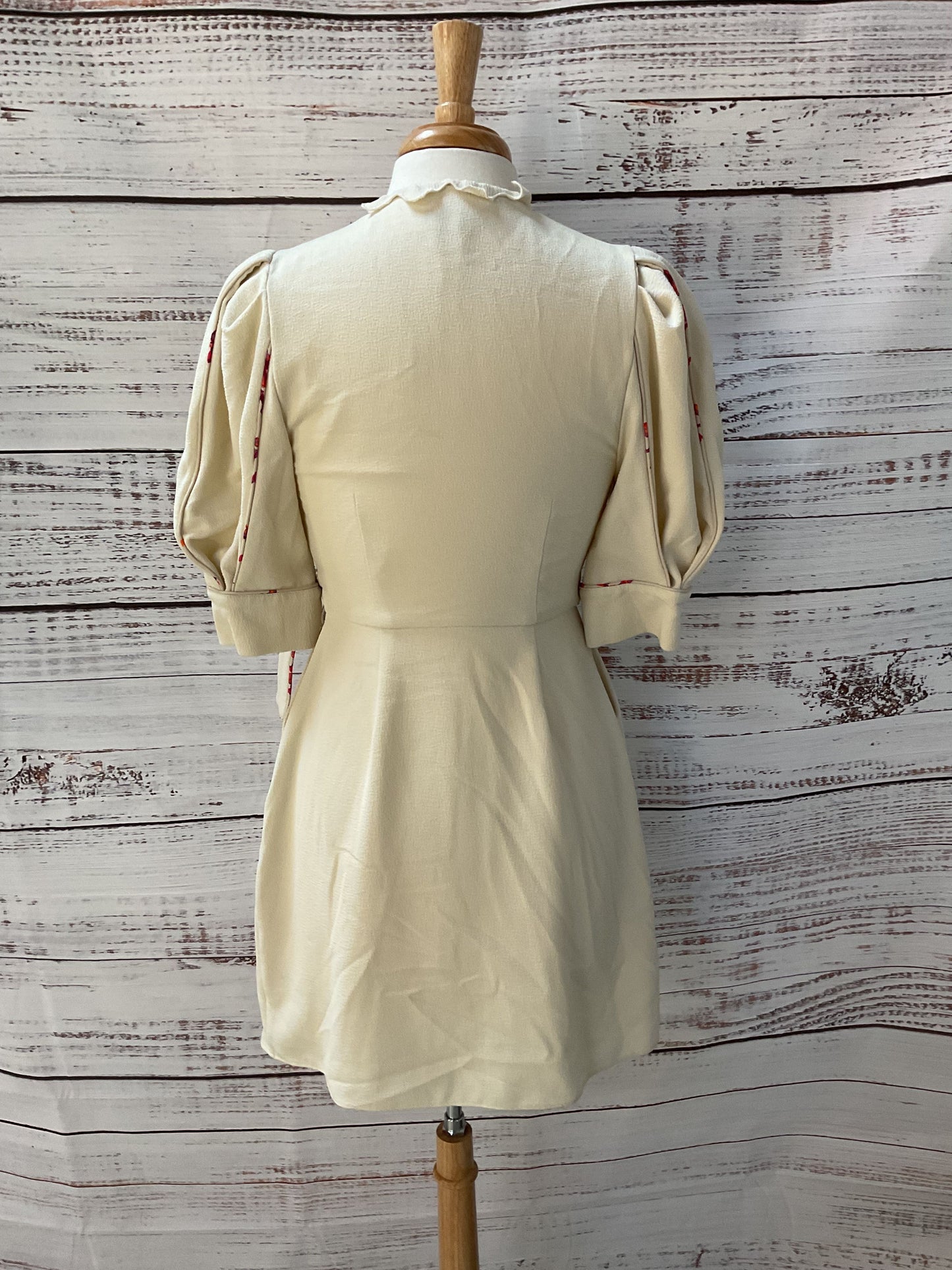 Hofmann Copenhagen Krista White Frill Puff Sleeve Wrap Mini Dress - Size 36