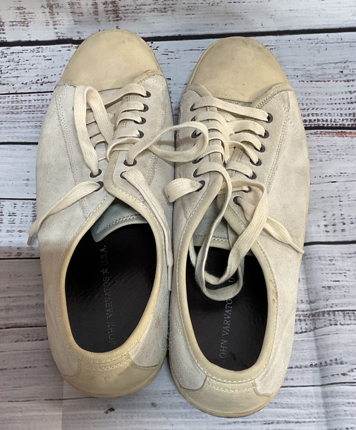 John Varvatos Suede Hattan Low Top Sneakers Birch 9.5